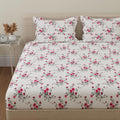 Huesland By Ahmedabad Cotton 144 Tc Cotton Bedsheet For Double Bed With 2 Pillow Covers  White, Pink