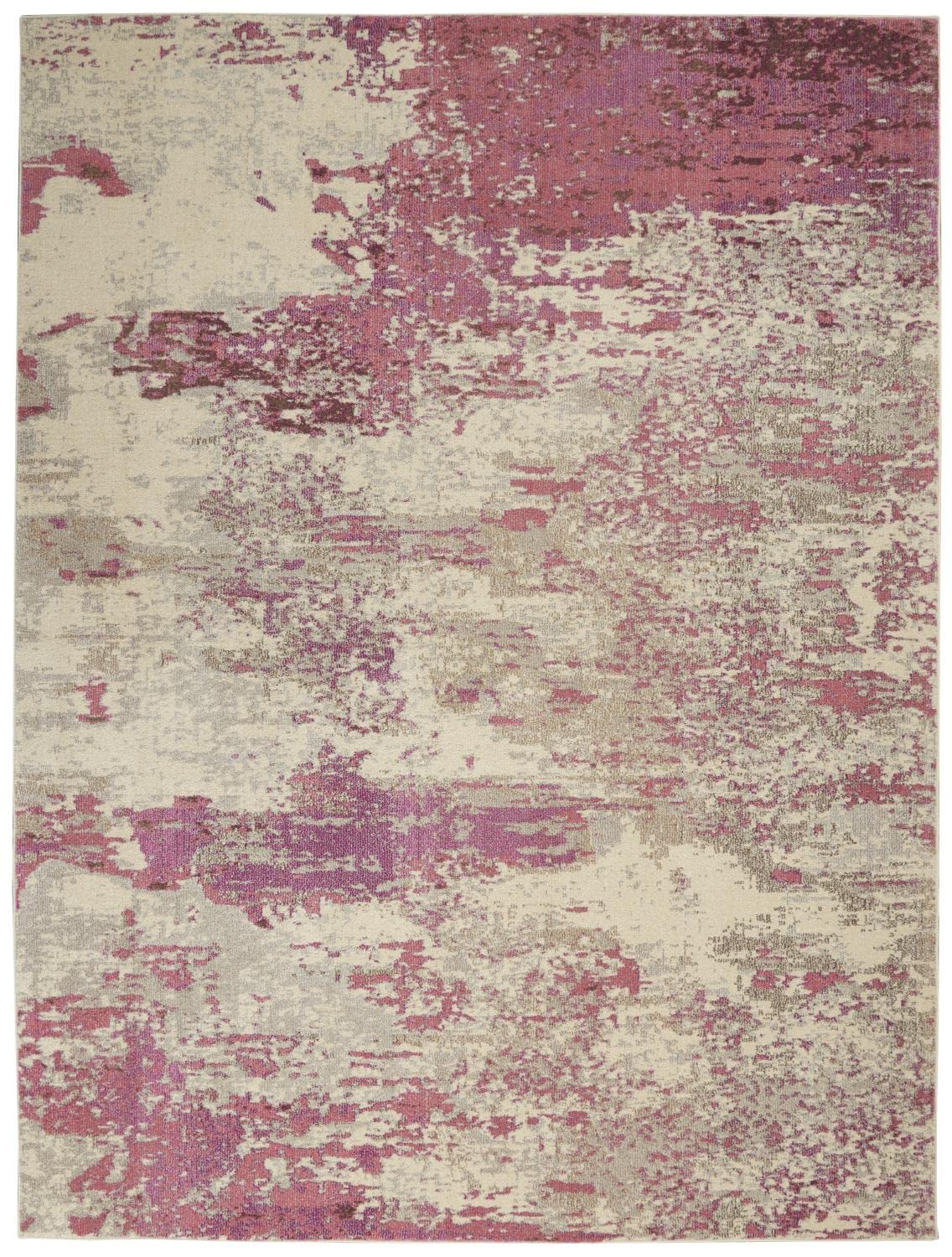 Nourison Celestial Modern Abstract Ivory/Pink 6'7' X 9'7' Area Rug, Easy Cleaning, Non Shedding, Bed Room, Living Room, Dining