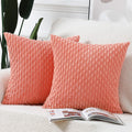 Madizz Pack Of 2 Boho Corduroy Striped Throw Pillow Covers 22X22 Inch Coral Soft Decorative Cushion Cover For Bedroom Sofa Pillo