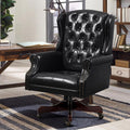Ecotouge Tufted Office Chair, Faux Leather Executive Desk Chair W/High Back & Nail Head Trim, Ergonomic Wingback Pc Chair For Ho