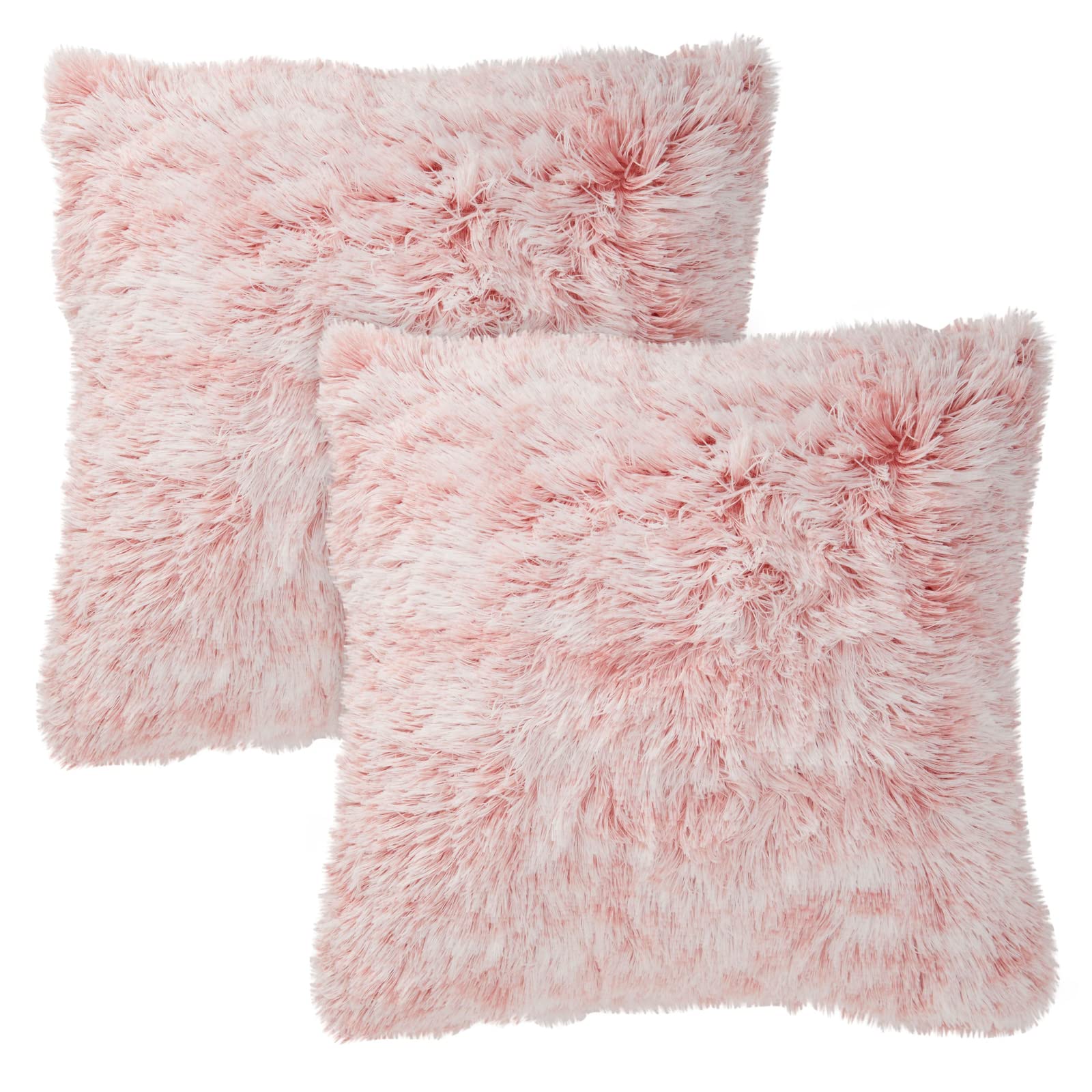 Juvale Blush Pink Faux Fur Throw Pillow Covers, Fuzzy Home Decor (18 X 18 Inches, 2 Pack)