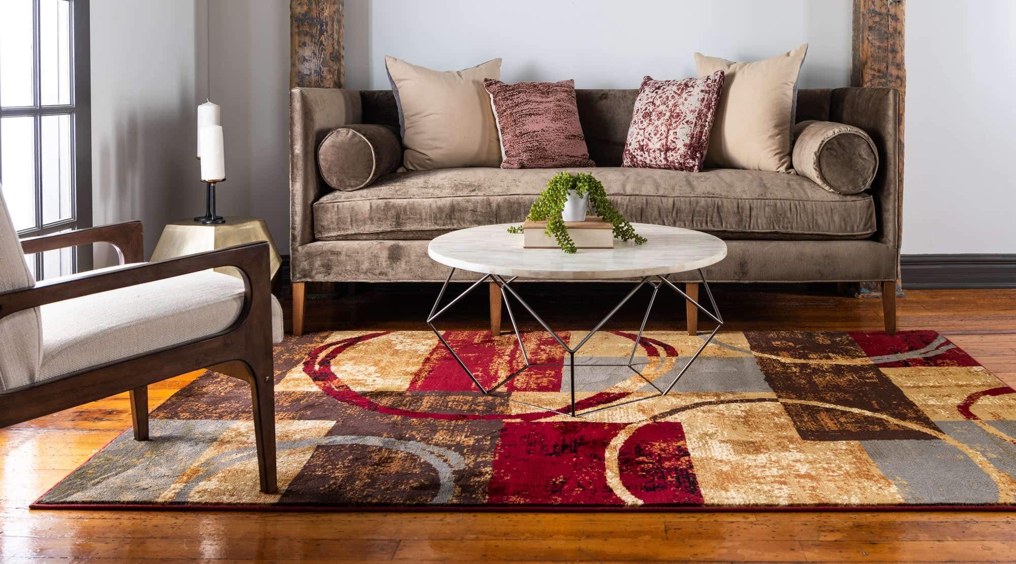 Unique Loom Barista Collection Area Rug - Kouillou (4' 1'' X 6' 1'' Rectangle, Multi/ Brown)