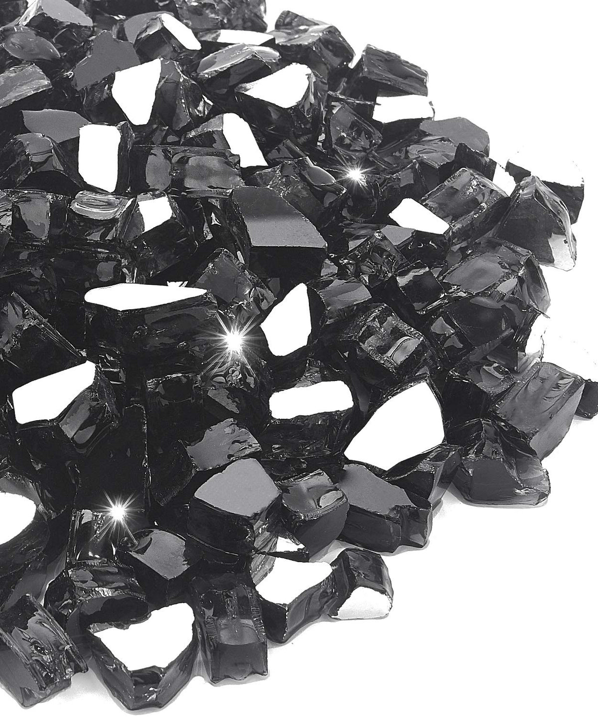 Nupick 20 Pound Fire Glass, 1/2 Inch Reflective Fire Glass, Fit With Fire Pit Glass And Fireplace Glass, Black