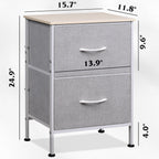 Wlive Nightstand, Nightstand With 2 Drawers, Bedside Furniture, Night Stand, Small Dresser For Bedroom, College Dorm, End Table With Fabric Bins, Dormitory, Light Grey, Size L