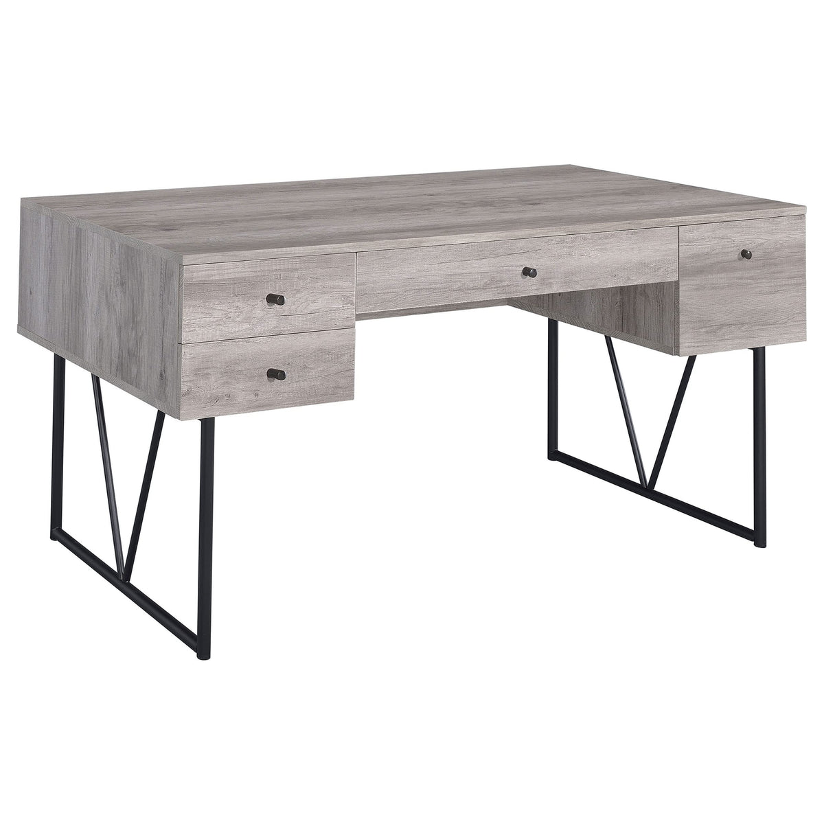 Coaster Home Furnishings Analiese Rustic 63-Inch 4-Drawer Home Office Computer Writing Desk Study Table with Storage Engineered Eco-Friendly Wood Look Laminate Sturdy Steel Grey Driftwood 801999