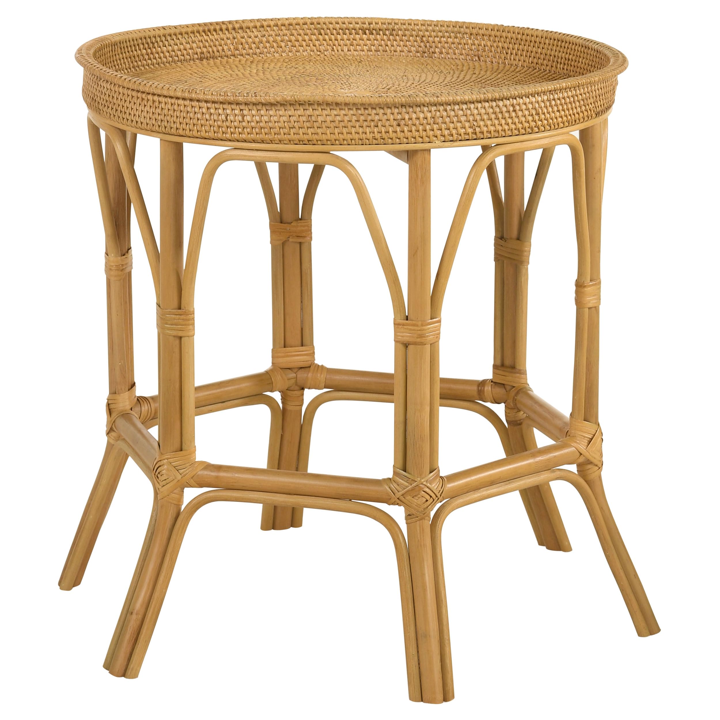 Antonio Round Rattan Tray Top Accent Table - Thumbnail 3
