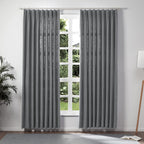 TWOPAGES Double Layer Lined Pinch Pleated Curtain Dark Grey Linen Blend Light Filtering Room Darkening Curtain for Kitchen, Wind