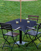 Queenker Navy Blue Outdoor Tablecloth With Umbrella Hole And Zipper, Solid Color Table Cover For Square Tables Waterproof Tablet