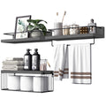 PopiShelves Bathroom Shelves Over Toilet for Wall, Floating Shelves with Storage Basket Paper Holer for Kitchen Living Room, Bed