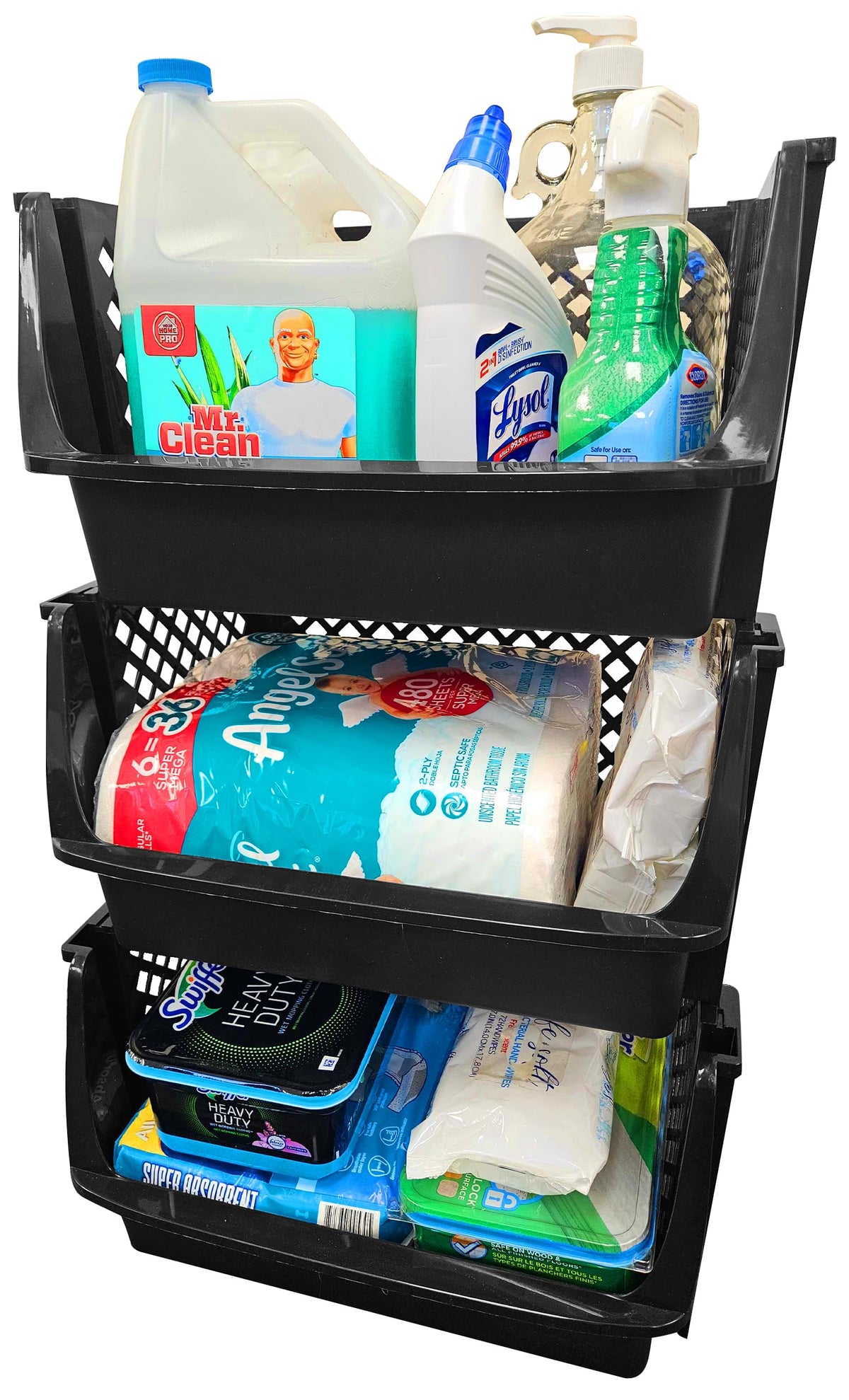 Tidyfriend Plastic Stackable Storage Bins For Pantry, 3 Pack Stackable Bins For Organizing Food, Kitchen, And Bathroom Essential