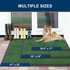 Smiry Front Door Mat Outside Entrance, Heavy Duty Natural Rubber Mat, Sturdy Trap Dirt And Moisture Indoor Outdoor Door Mat, Easy Clean Low Profile Doormat Outdoor Entrance, 36X24 Inch, Green