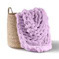 Adyrescia Chunky Knit Blanket Throw | 100% Hand Knit With Jumbo Chenille Yarn (50''X60'', Pale Purple)