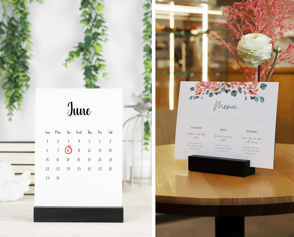 Toros Store 10 Pack Wood Place Card Holder - Black Wooden Table Number Holders , Name Place Cards Stand , Events Party Tabletop