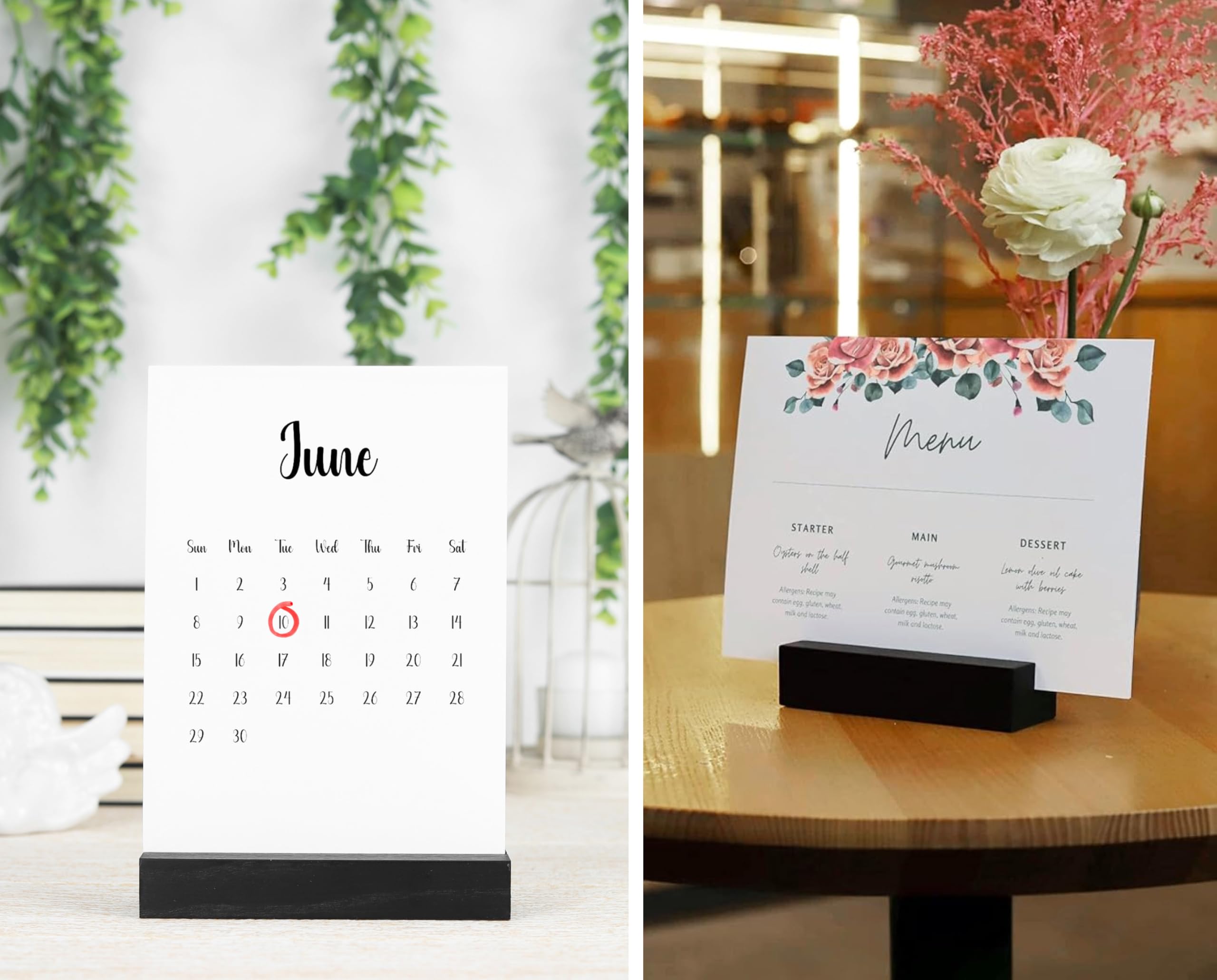 Toros Store 10 Pack Wood Place Card Holder - Black Wooden Table Number Holders , Name Place Cards Stand , Events Party Tabletop