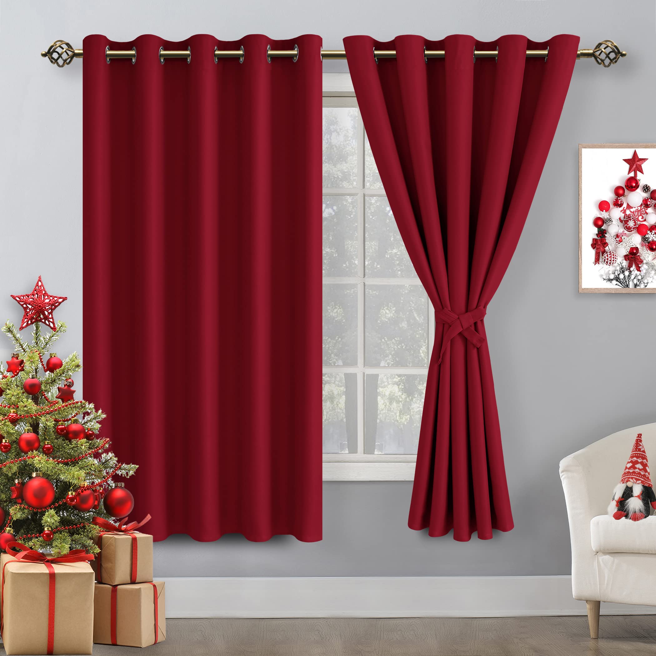 Hiasan Blackout Curtains For Bedroom, 60 X 63 Inches Length - Thermal Insulated & Light Blocking Window Curtains For Living Room