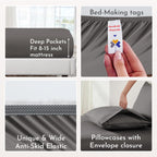California Design Den 100% Organic Cotton Sheets For King Size Bed, Percale Deep Pocket King Sheets, Gots Certified Percale Sheets, Hotel Sheets, King Size Sheets, Grey Sheets