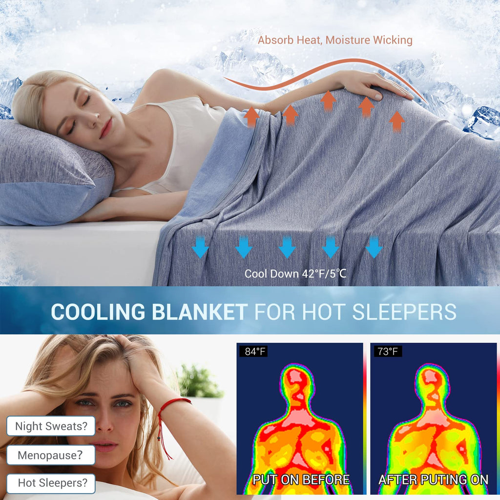 Marchpower Cooling Blanket For Kids Hot Sleepers, Arc-Chill Throw With Double-Sided Design, Japanese Fiber Absorbs Body Heat, Li