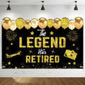 Retirement Party Decorations, Black Gold Retirement Banner for Men Women The Legend Has Retired Banner Retired Backdrop Party Su
