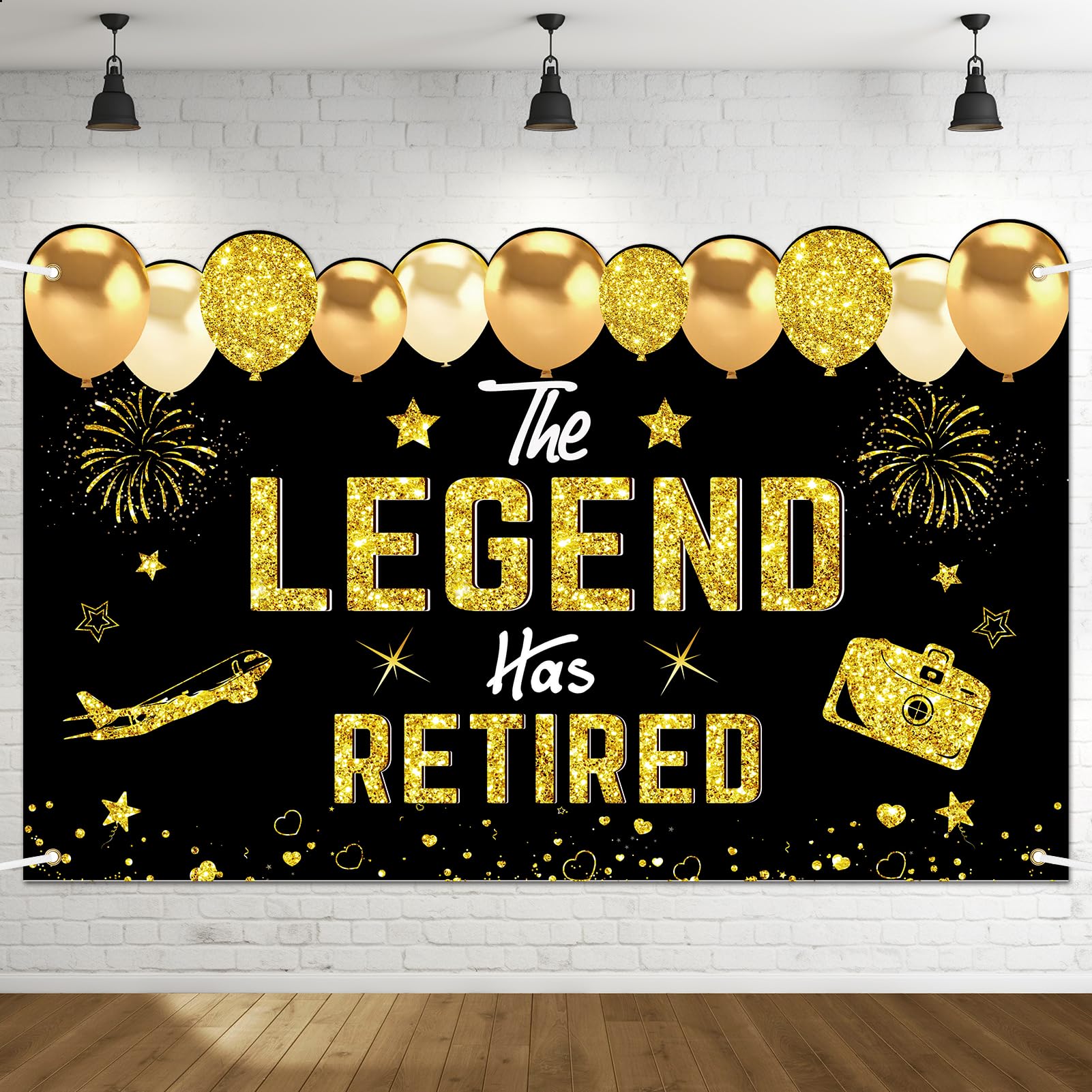 Retirement Party Decorations, Black Gold Retirement Banner for Men Women The Legend Has Retired Banner Retired Backdrop Party Su