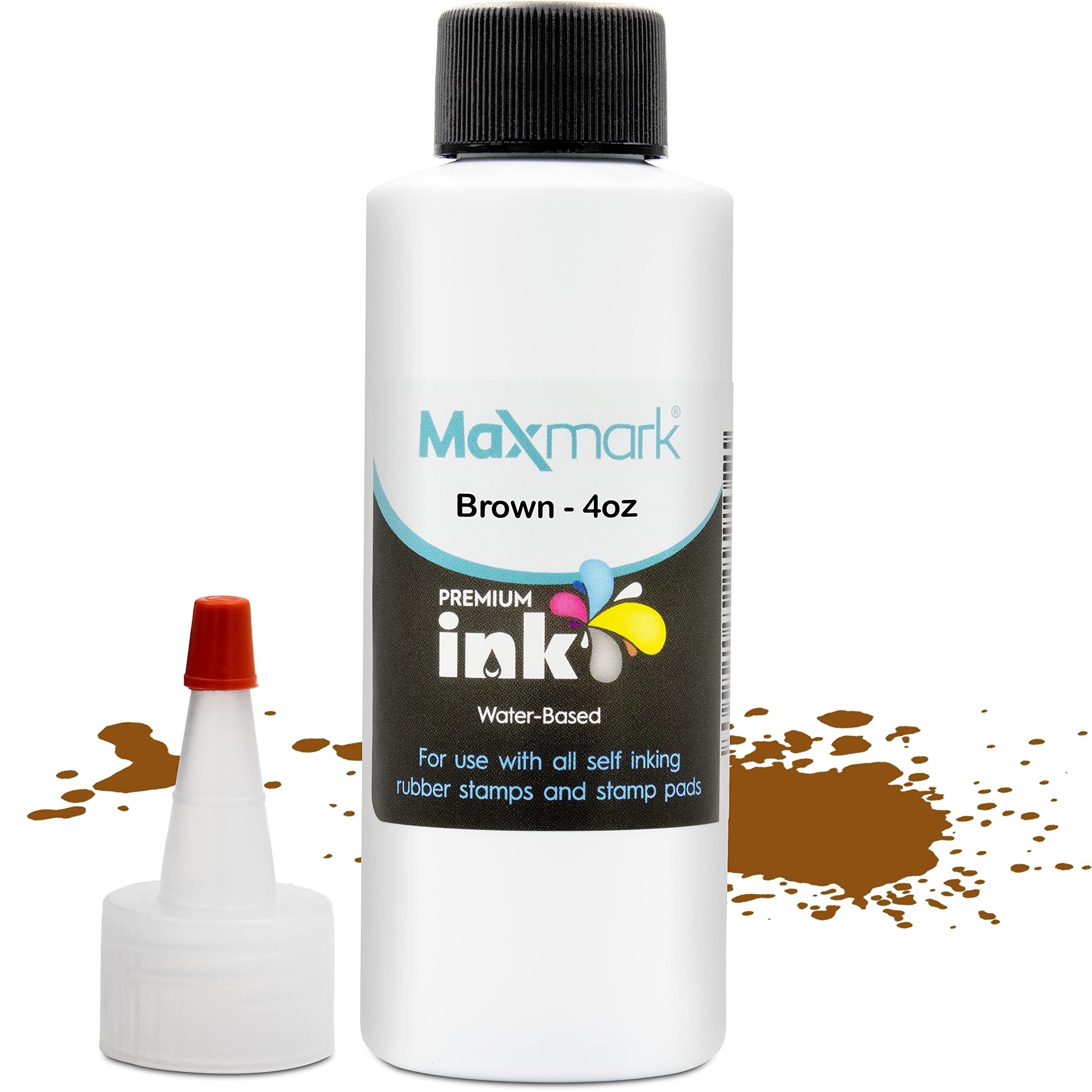 Maxmark Premium Refill Ink For Self Inking Stamps And Stamp Pads, Brown Color - 4 Oz.