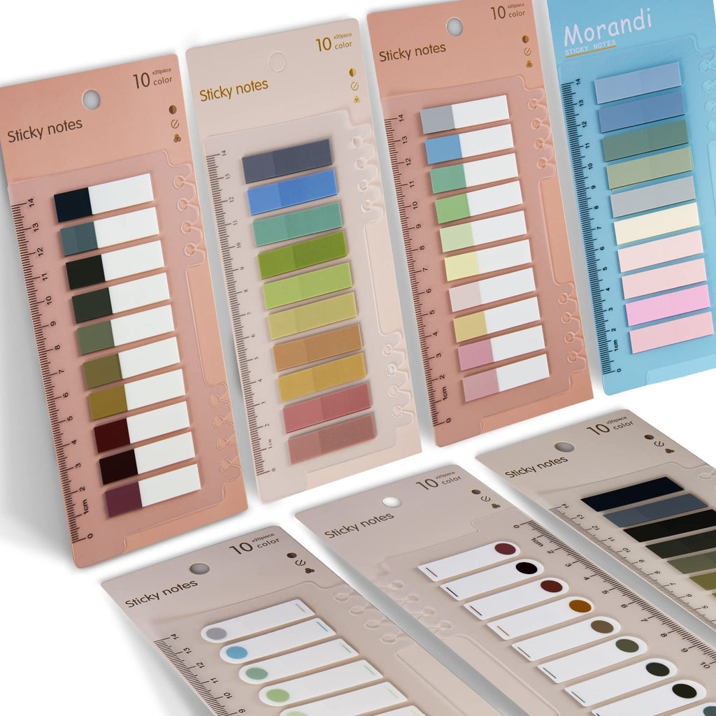 Golcellia Morandi Sticky Tabs,Sticky Tabs,Book Tabs,Index Tabs, Page Tabs, Page Markers,60 Colors, 7 Designs,Annotation Tabs,Boo