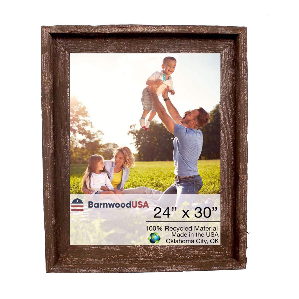 BARNWOODUSA | Farmhouse Style Rustic 24x30 Picture Frame | Signature Molding | 100% Reclaimed Wood | Rustic | Espresso Brown