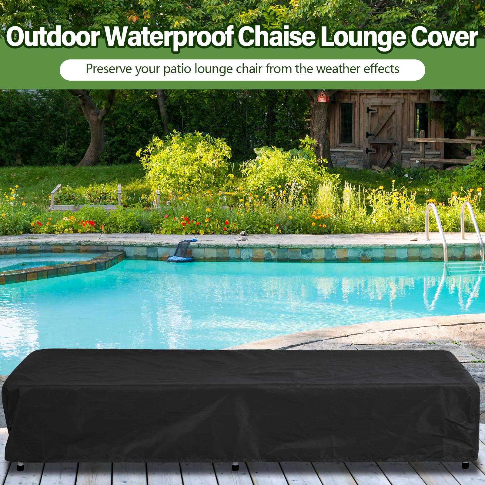 Tingjoo 2 Pcs Patio Chaise Lounge Cover Waterproof Outdoor Lounge Chair Cover 30'' D X 83'' W X 12'' H Uv Resistant Outdoor Furn