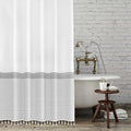 Tassel Fabric Shower Curtain, 96 Inch Extra Long Gray Striped Bathroom Shower Curtain With Tassels White Nordic Chic Polyester B
