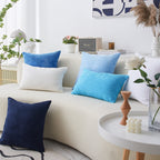 Home Brilliant Striped Textured Velvet Corduroy Decorative Europe Sham Throw Pillow Cushion Cover For Couch Bedroom, Navy Blue,