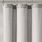 Lush Decor Linen Button Shower Curtain, 72'' W X 72'' L, Gray - Rustic Shower Curtain - Color Block Bath Curtain With Coconut Bu