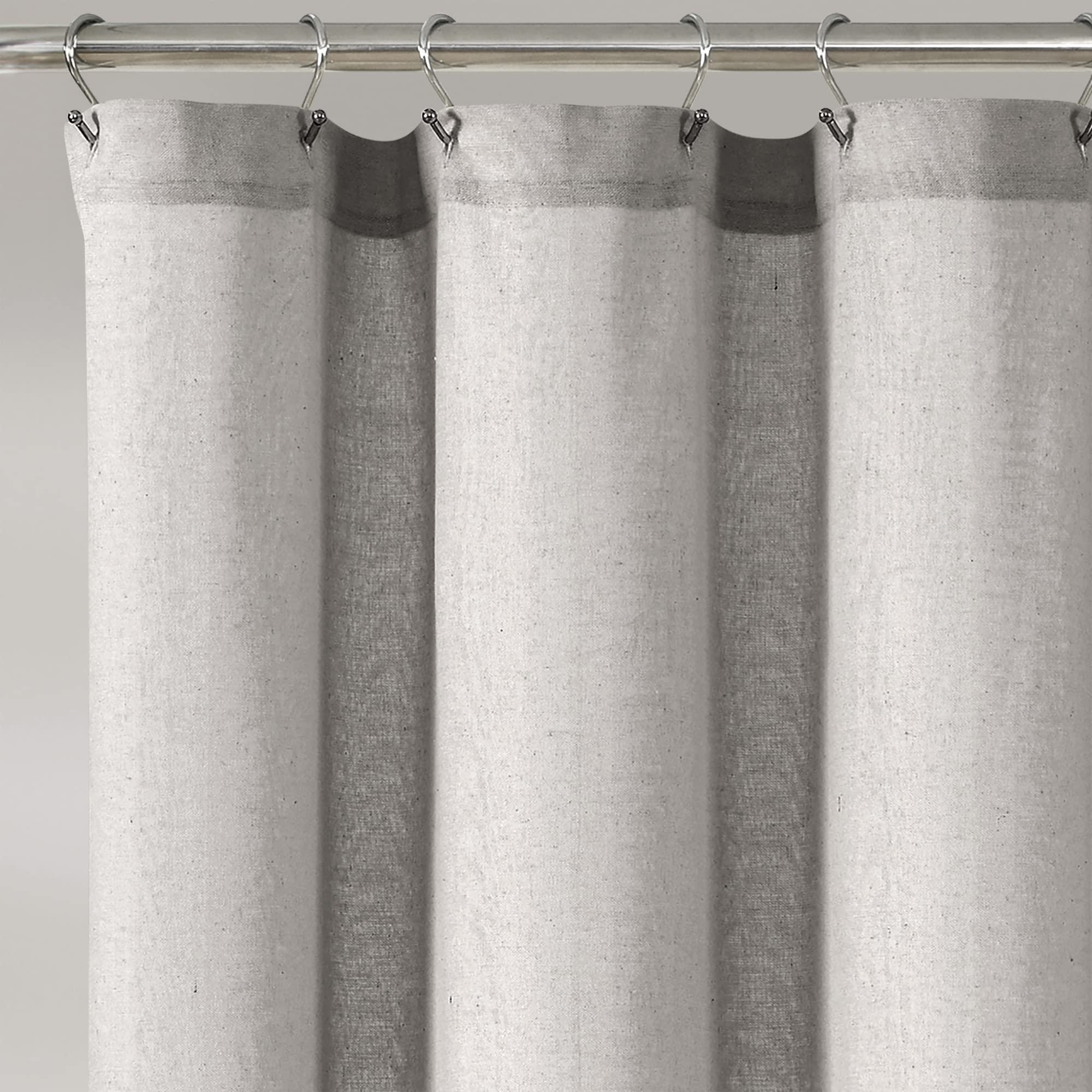Lush Decor Linen Button Shower Curtain, 72'' W X 72'' L, Gray - Rustic Shower Curtain - Color Block Bath Curtain With Coconut Bu