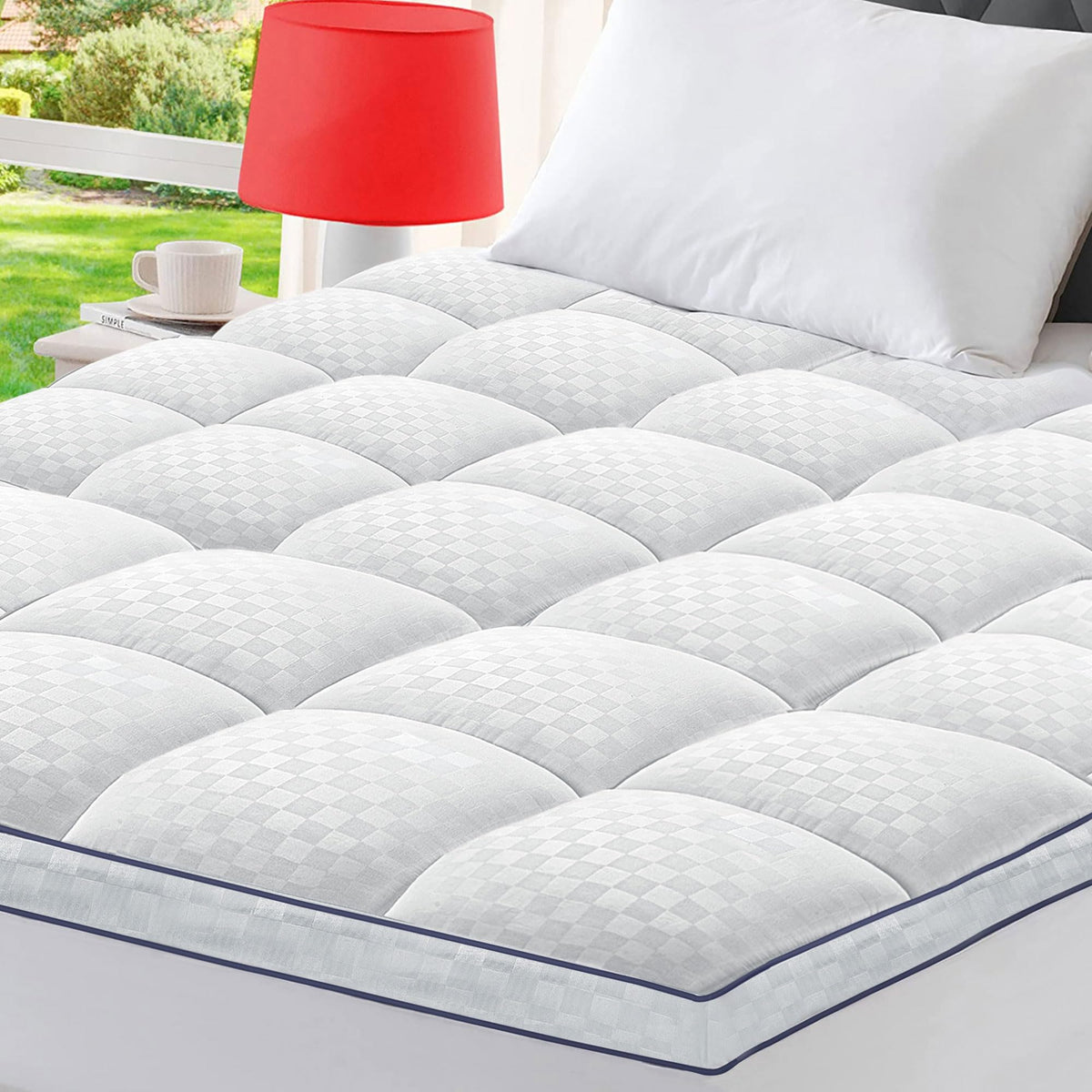 Bedluxury Queen Mattress Topper Extra Thick Pillowtop Mattress Pad Cover Cooling And Plush With 8-21 Inch Deep Pocket 3D Snow Do