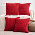 Miulee Pack Of 4 Red Corduroy Decorative Throw Pillow Covers 20X20 Inch Soft Boho Striped Pillow Covers Modern Farmhouse Home Decor For Sofa Living Room Couch Bed