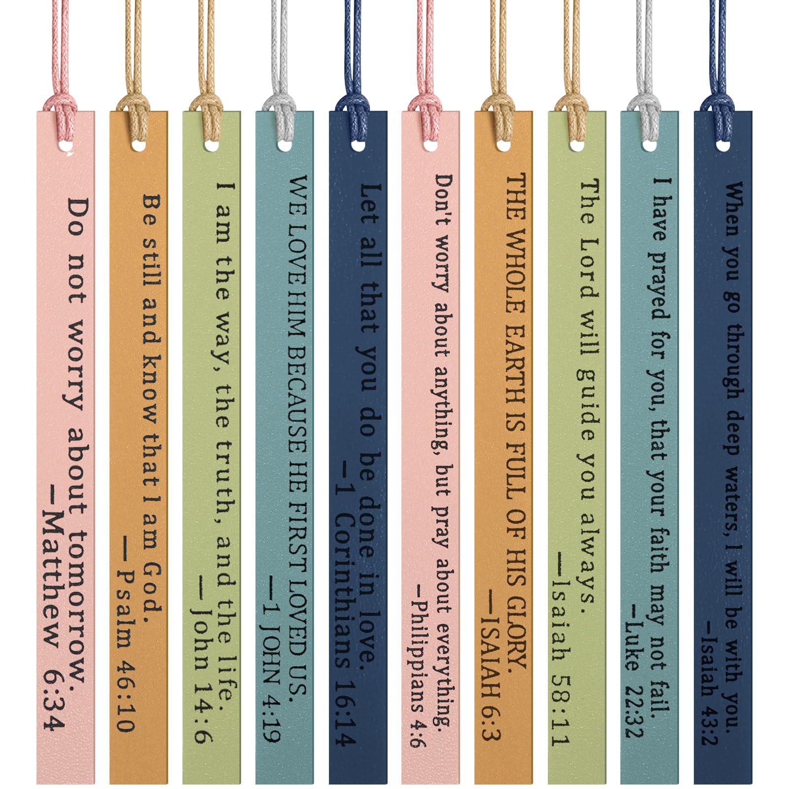Laumoi 10 Pieces Christian Leather Bookmark For Women Men Leather Handmade Bible Bookmarks Religious Christian Gifts For Book Lo