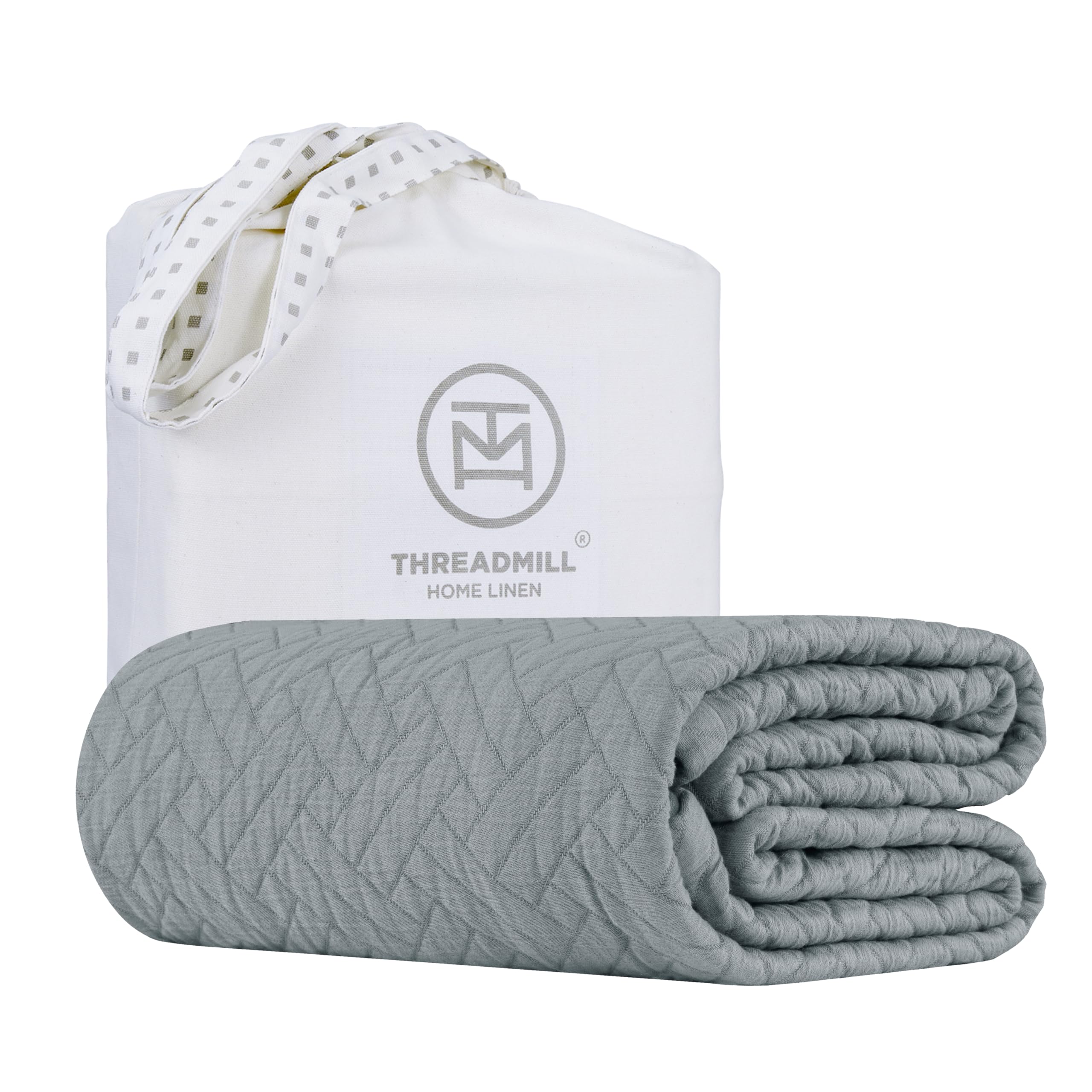 Threadmill Luxury Cotton Blankets For Twin Size Bed | All-Season 100% Cotton Twin Blanket For Bed | Jacquard Lightweight, Soft &