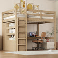 Merax Wood Full Size Loft Bed with Builtin Wardrobe, Desk, Storage Shelves and Drawers, Walnut