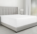 California Design Den Luxury Cotton Sateen Damask Stripe Queen Size Fitted Sheet Only - Soft 100% Cotton Sateen, Deep Pocket Bottom Fitted Sheet, Hotel Quality With A Foot Side Indicator - White