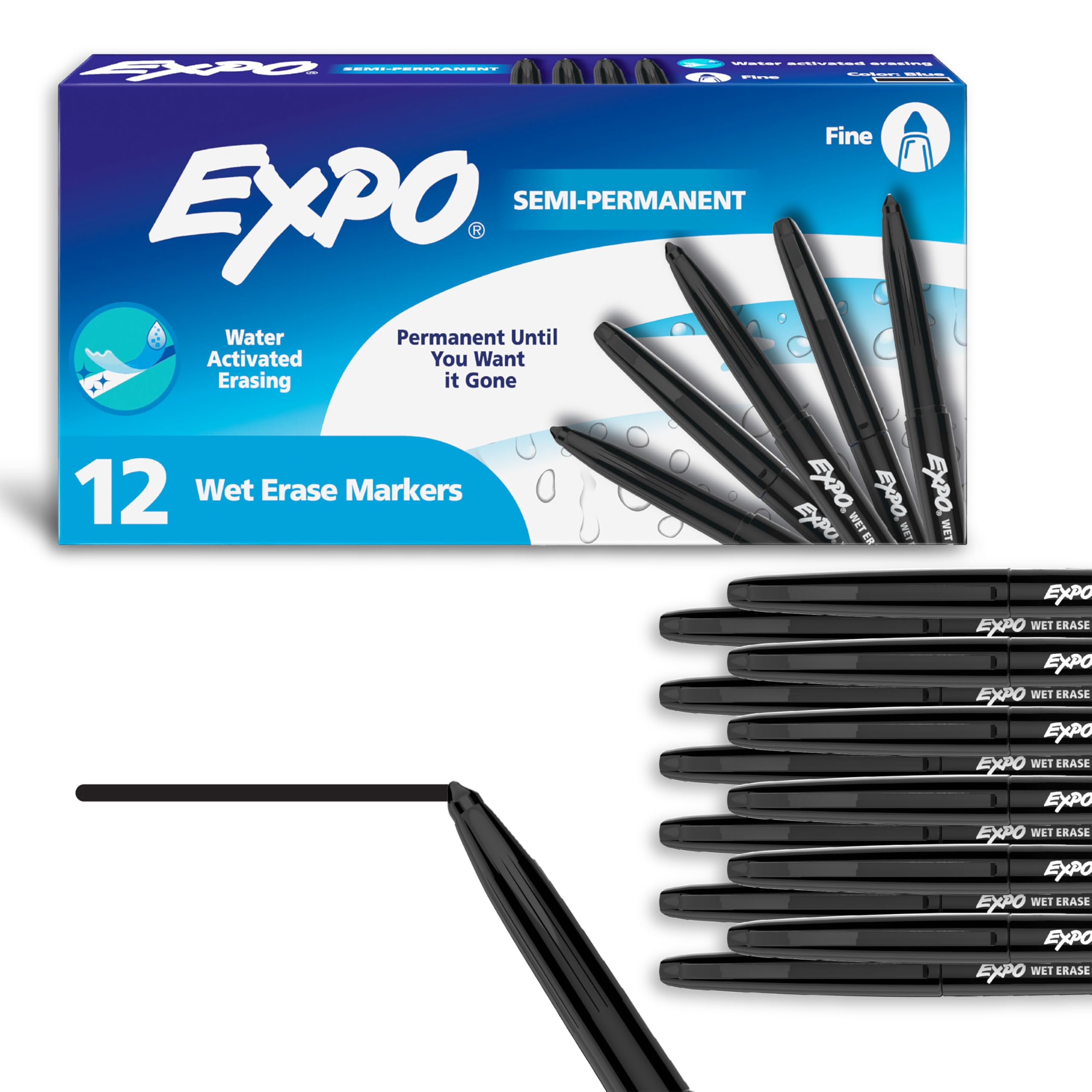 Wet Erase Fine Black 12 Ct