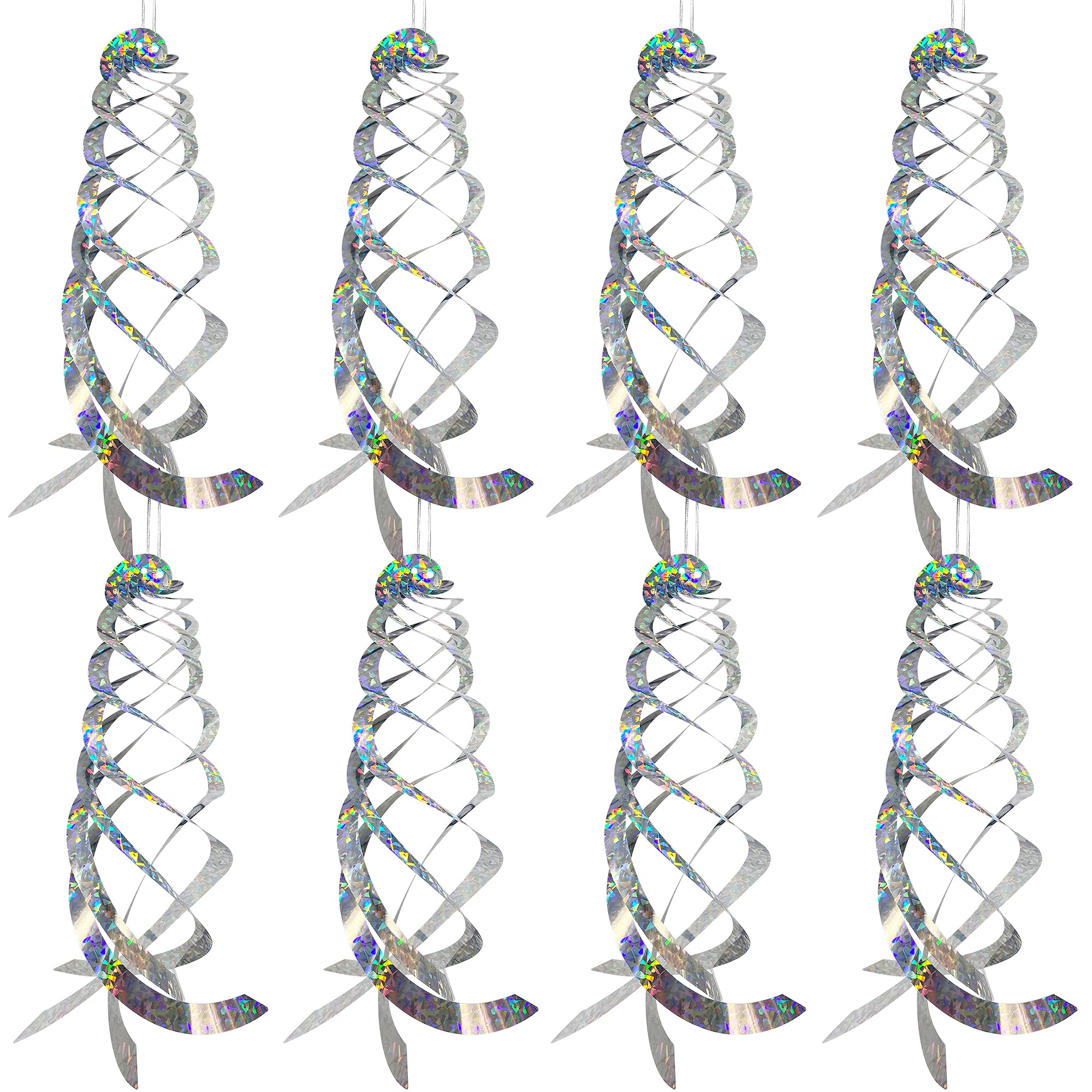 Sfcddtlg, 8 Pcs Bird Spiral Hanging Reflectors-15.8 Inch Outdoor Hanging Reflective Device-Garden Decoration To Prevent Birds Fr