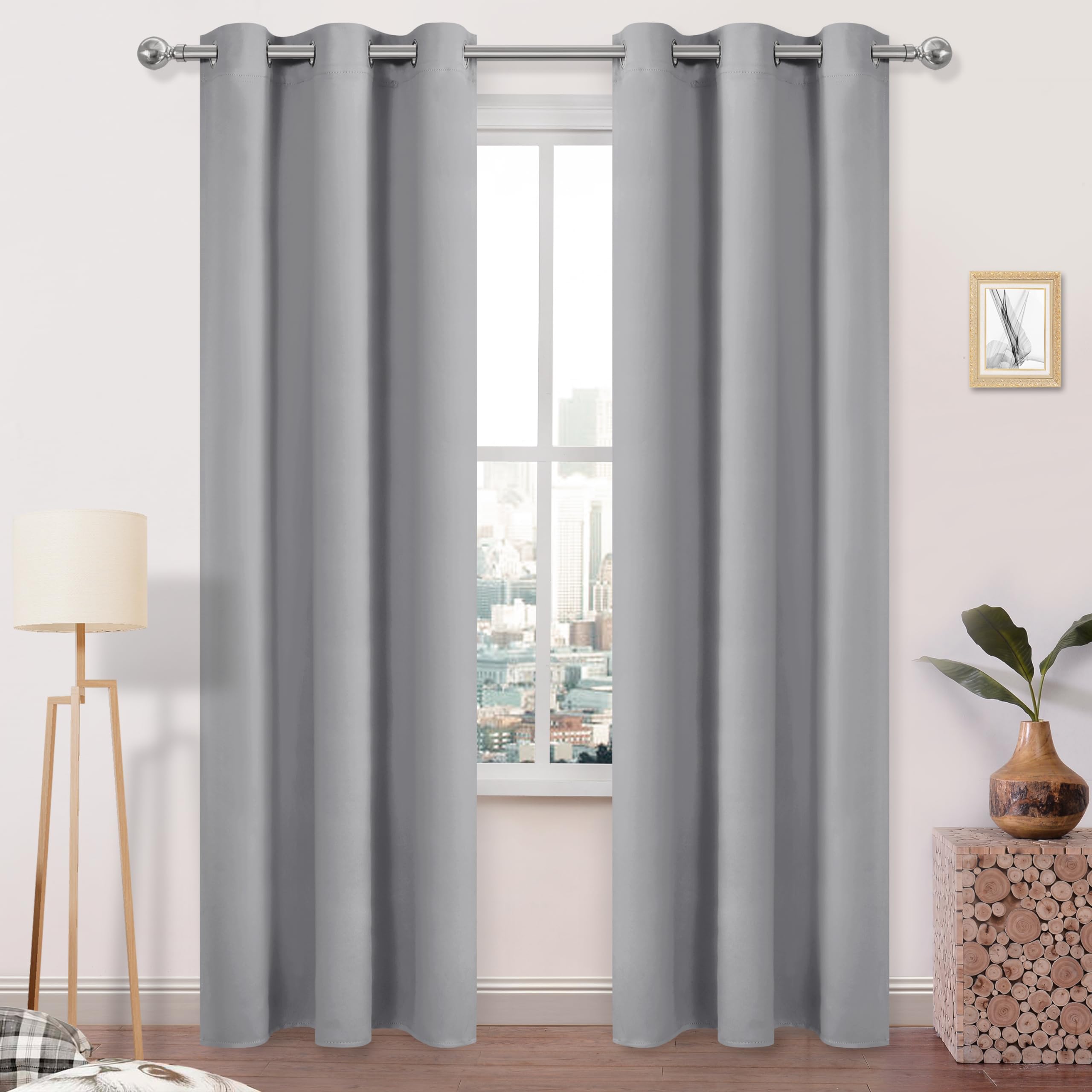 Dwcn Blackout Curtains Thermal Room Darkening Grommet Solid Block Light Curtain Drapes For Bedroom Living Room - W42 X L84 Inche