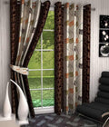 Kiara Creations Tehani Printed SemiSheer Curtains for Window 6 Feet (Pack of 2) Brown