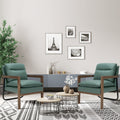 Giantex Set Of 2 Accent Chair, Comfy Soft Leathaire Bedroom Chair With Solid Rubber Wood Legs, Rear Steel Bracket, Non-Slip Foot Pads, Detachable Cushions, Mid-Century Modern Living Room Chairs, Green
