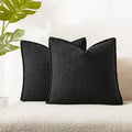 Juspurbet Black Boucle Throw Pillow Covers 20X20 Inch Set Of 2 For Couch Bedroom Sofa Living Room Decorative Soft Thick Textured