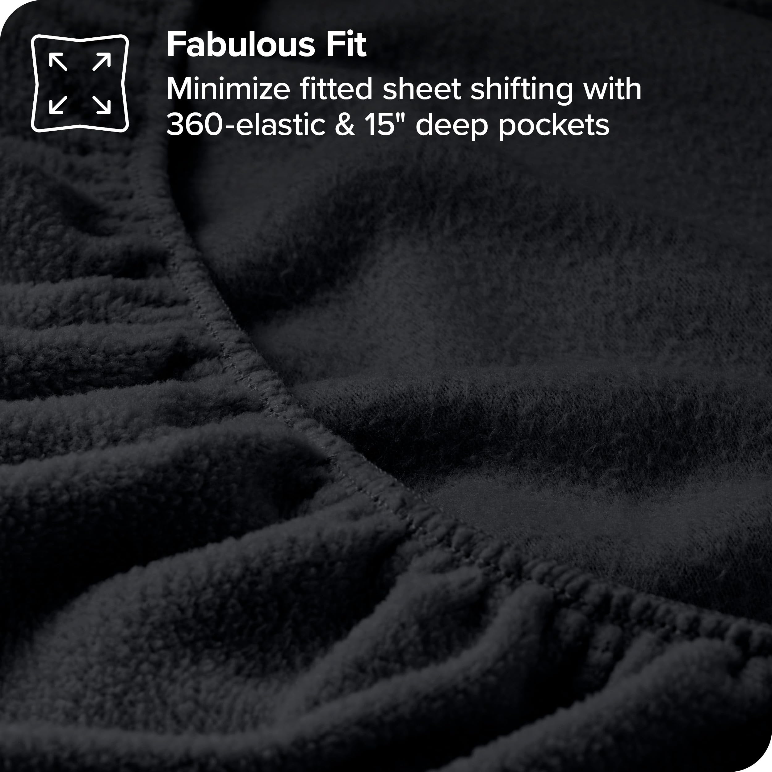 Bare Home Super Soft Fleece Fitted Sheet - Full Size - Extra Plush Polar Fleece - Deep Pocket - All Season Cozy Warmth (Full, Bl