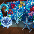 Weysat 3 Pcs Large Sea Party Stand Under The Sea Party Decorations Set 23-35 Inch Baby Shower Summer Starfish Seashells Coral Cu