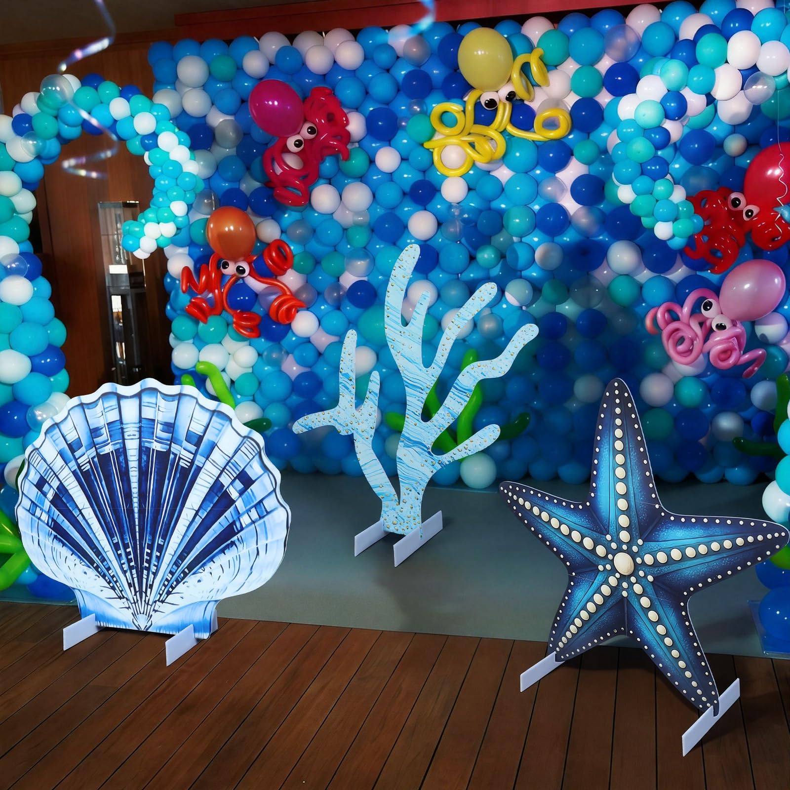 Weysat 3 Pcs Large Sea Party Stand Under The Sea Party Decorations Set 23-35 Inch Baby Shower Summer Starfish Seashells Coral Cu