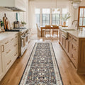 Washable Kitchen Runner Rug - 2x10 Hallway Rug Distressed Mats Non-Slip Soft Room Floor Carpet for Dining Room (Black, 2 x 10)