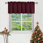 DWCN Christmas Valance Curtains for Living Room, Kitchen Valance Solid Short Topper - Solid Rod Pocket Window Valance for Bathro