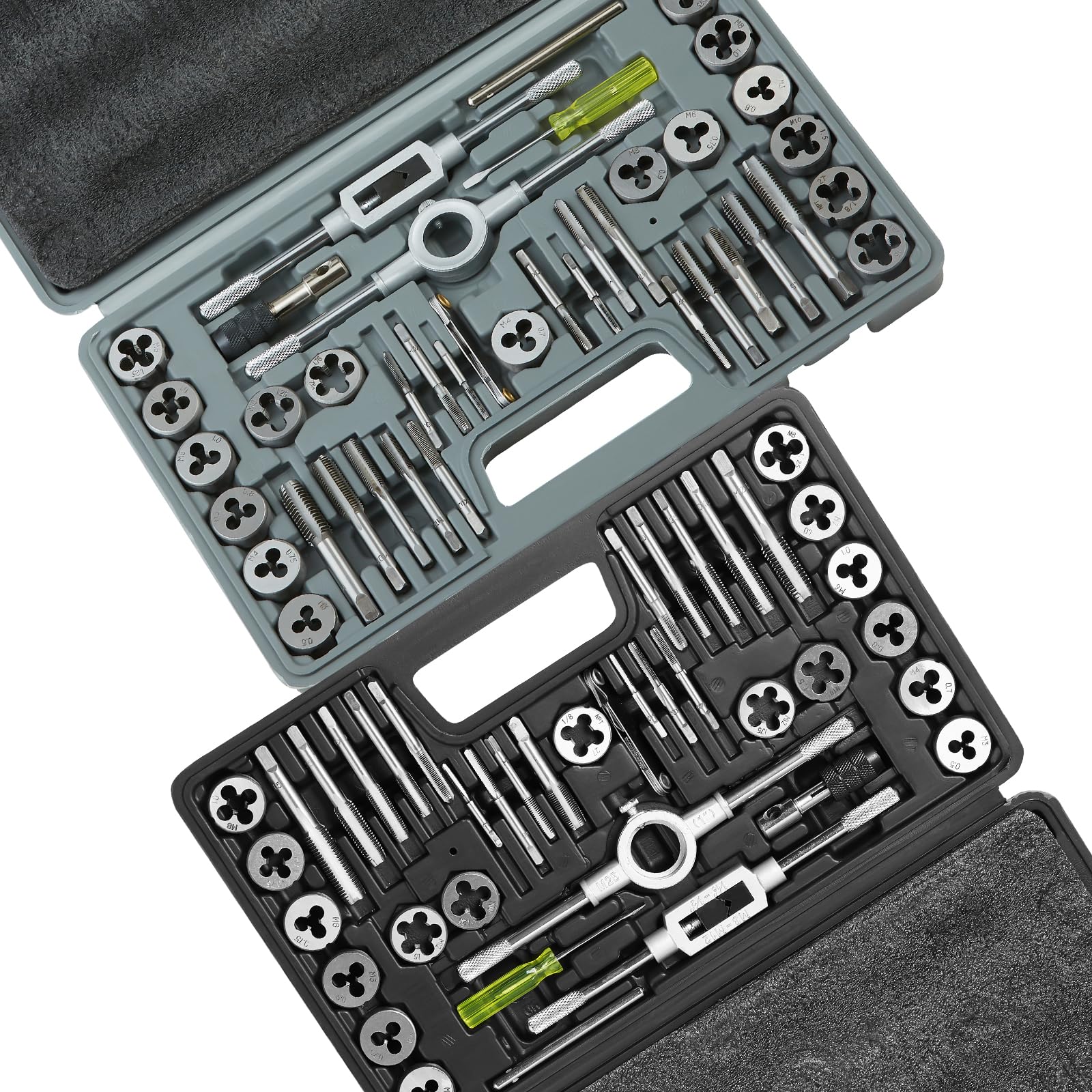 VEVOR Tap and Die Set, 80-Piece Metric and SAE Standard, Bearing Steel Taps and Dies, Essential Threading Tool for Cutting Exter