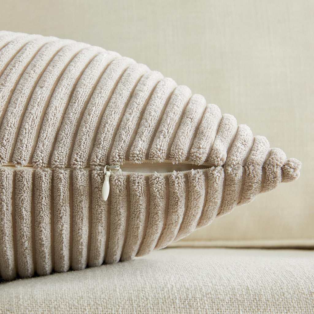 Fancy Homi Set Of 2 Taupe Boho Lumbar Rectangle Decorative Throw Pillow Covers 12X20 Inch With Diagonally Pattern For Couch Bed